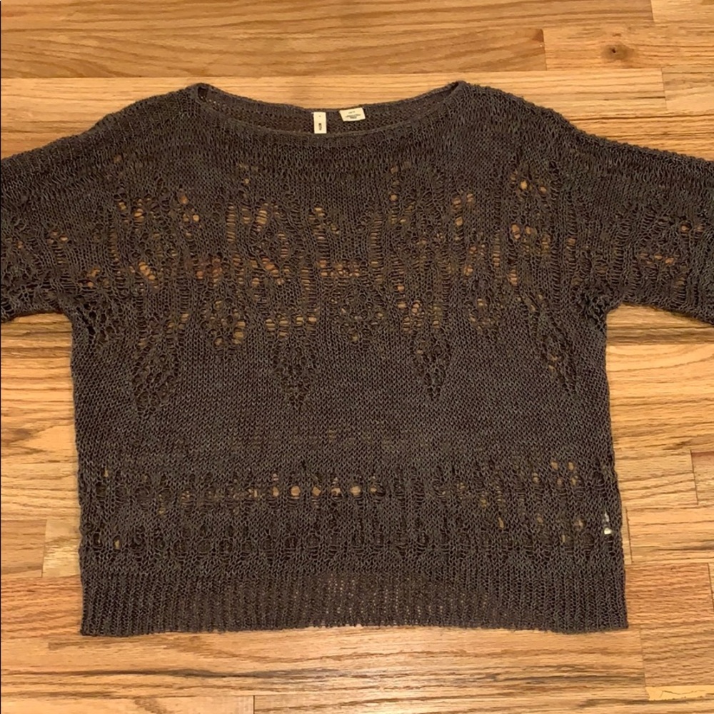 pretty Moth dark gray open knit sweater, XS/TP - Picture 2 of 8